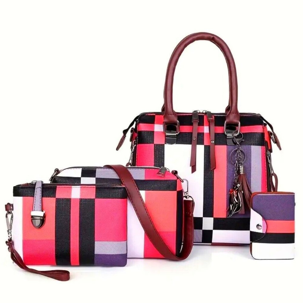 NEW Four Piece Colorblock Luxury Handbag Set